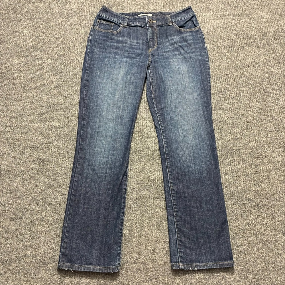 Chico's Platinum Womens Jeans Size 0.5 Short Blue Denim Stretch Casual Mid Rise